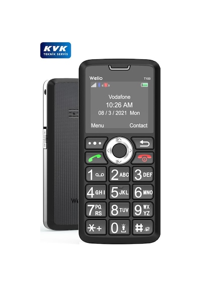 Wkey T100 Gümüş Tuşlu Cep Telefonu Kamerasız Asker Telefonu Yaşlı Cep Telefonu Kvk Garantili