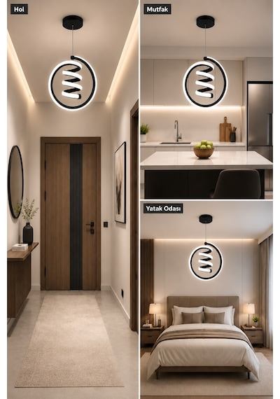 Venor Led Sarkıt Avize Beyaz Işık Siyah