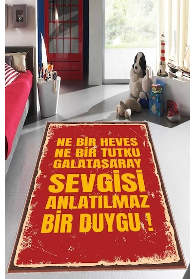 Sarı Ve Kırmızı Kaymaz Taban Yıkanabilir Taraftar Halısı Ar1155n11 Sarı - Kırmızı