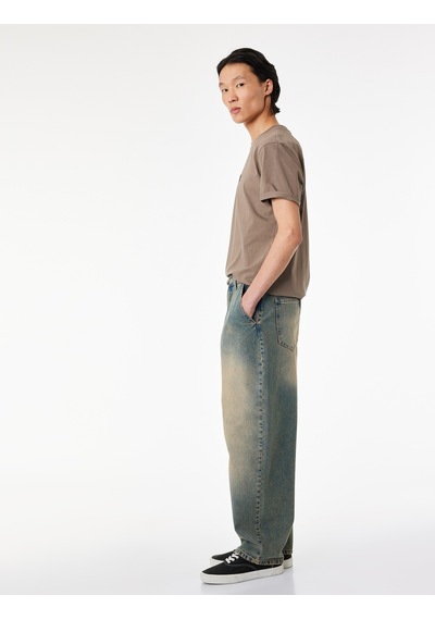 Koton Pamuklu Cepli Oversize Normal Bel Bol Skater Jean Pantolon Petrol 6sam40369nd