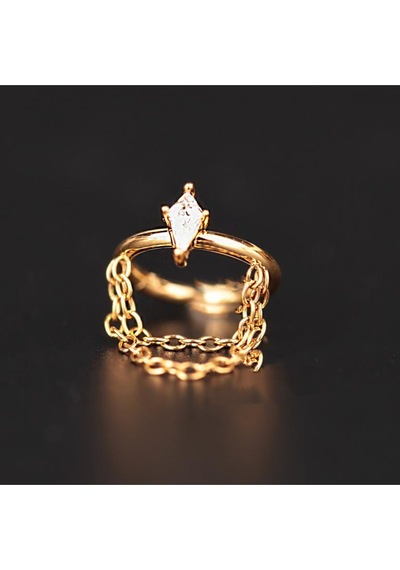 316 L Cerrahi Çelik Drakula Modeli Çicft Zincir Kilitli Halka Piercing 8mm X 1,2 Mm Altın