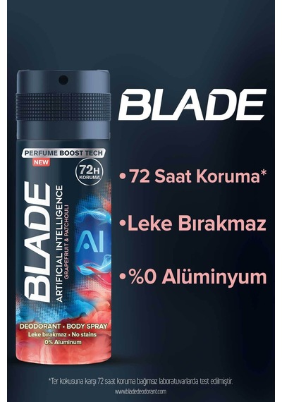 Artificial Intelligence Erkek Alüminyumsuz Deodorant Body Spray 3x150 ML Hızlı Kurur,leke Bırakmaz