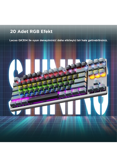 Lecoo GK304 Kablolu Red Switch Makrolu RGB Gaming Mekanik Türkçe Q Klavye