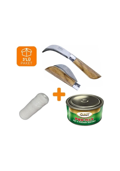 Bayram Aşı Bıçağı 22 Cm No:3 + Aşı Macunu + Aşı Bandı 3'Lü Paket N11.76