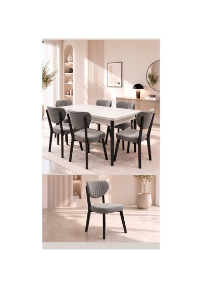 Sar Pakete Ada Serisi, 80x132 Açılabilir Mdf Mutfak Masası Takımı 6 Adet Sandalyeada008byzm06a Beyaz Sar Pakete Ada Serisi, 80x132 Açılabilir Mdf Mutfak Masası Takımı 6 Adet Sandalyeada008byzm06a Beyaz