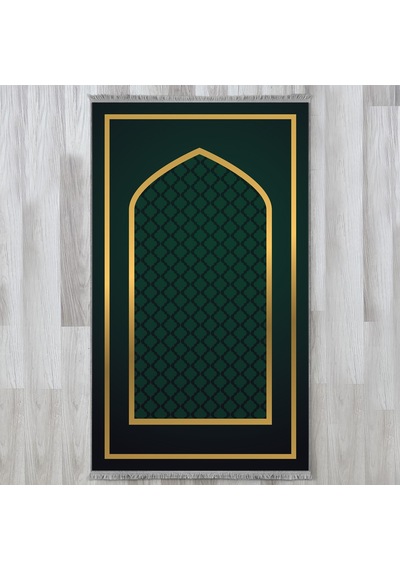 Evaşk Namazlık Dokuma Halı Kaymaz Muslumana Seccade66x113 Yeşil EVASK807C80
