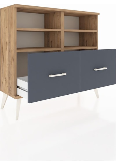 Arges Şifonyer 4 Raflı 2 Çekmeceli 88x30x80 Çam-çam/antrasit Çam/antrasit Arges Şifonyer 4 Raflı 2 Çekmeceli 88x30x80 Çam-çam/antrasit Çam/antrasit