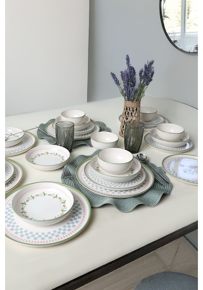 Keramika Rose Line Yemek Takımı 24 Parça 6 Kişilik 22909-10-11 Çok Renkli
