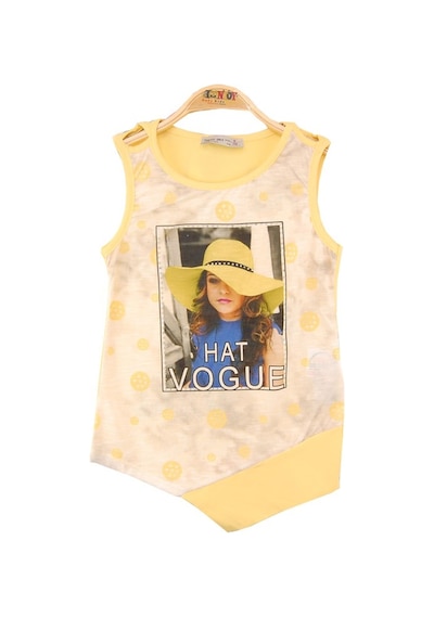 Toontoy Kids Toontoy Kız Çocuk Atlet Hat Vogue Baskılı Sarı