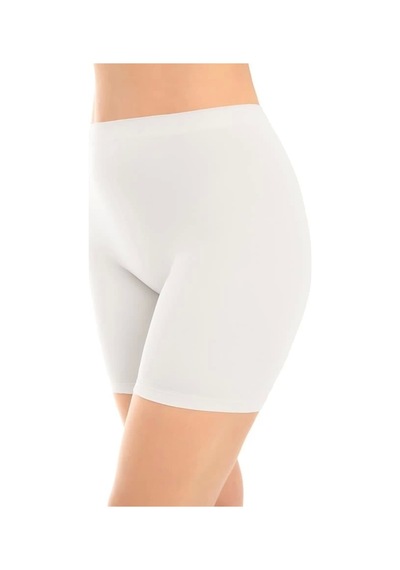 Cottonhill Premium - Kadın Ultra-rahat Seamless Yüksek Bel Uzun Paça Boxer-beyaz Beyaz