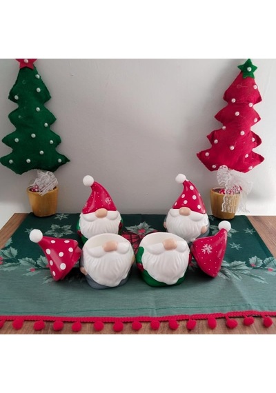 Dafniart Yılbaşı Noel Ya Da Mantar Kapaklı Noel Dekor/mumluk Beyaz,kırmızı Mantar Gnome Diğer