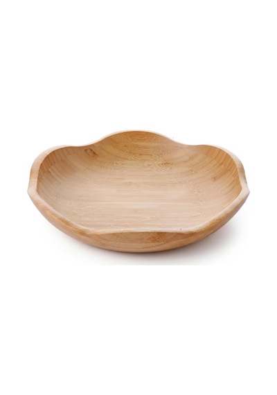 Tr Dekoratif Bambu Kase 20 Cm Ve 25 Cm Ölçü Seçenekli, Dalgalı Kenarlı Sunum Kasesi, Çerezlik, Kuruyemiş, Kuru M