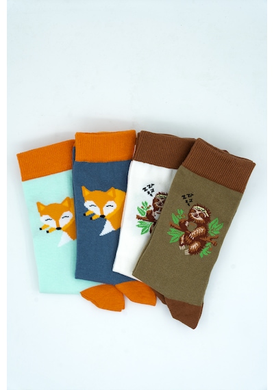 Stocalze Unisex Pamuklu Tilki Koala Özel Desenli 4 Farklı Renkli Esnek Terletmez Rahat Soket Çorap Beyaz - Lacivert - Haki - Turkuaz Stocalze Unisex Pamuklu Tilki Koala Özel Desenli 4 Farklı Renkli Esnek Terletmez Rahat Soket Çorap Beyaz - Lacivert - Haki - Turkuaz