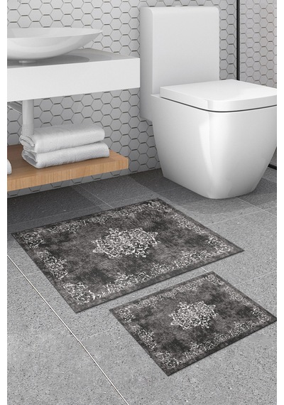 Alanur Trend Kaymaz Taban Dijital Banyo Takımı Koyu Gri