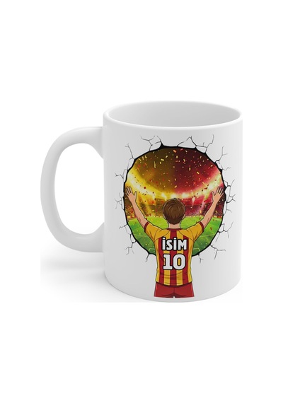 Türkiye'de Tek Futbol Toplu 3d Tasarım Kupa Bardak/kişiye Özel Kupa Bardak/sarı Kırmızı/sarı La Beyaz Gs