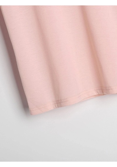 Flood Of Style Unisex Pembe Robotik Ayıcık Baskılı Oversize Bisiklet Yaka T-shirt