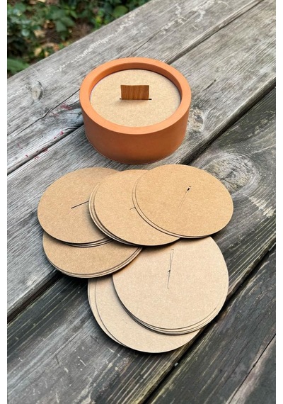 Mum Toz Kapakları 98mm Çap 35mm X 2 Mm Ahşap Fitil Boşluğu 50 Adet Kraft