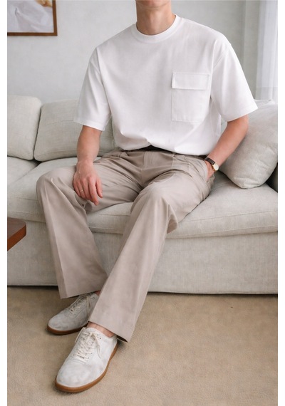 Tarz Cool Erkek Cepli Basic Tişört Oversize Modern Kesim Günlük Şık Stil Siyah