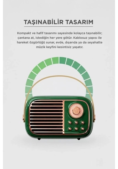 Özel Üretim Torima Bluetooth Hoparlör Bts-1956 Yeşil Hediyelik Dekor Taşınabilir