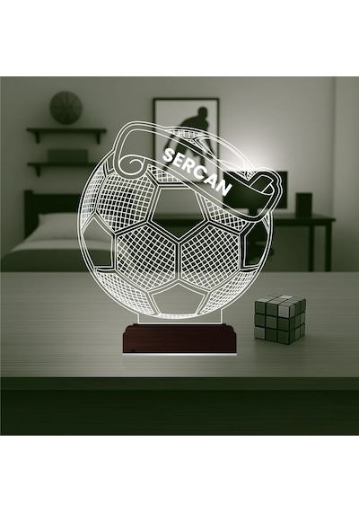 Luvivia Futbolcu Hediye Futbol Topu Kişiye Özel 3d Lamba - Masa Gece Lambası