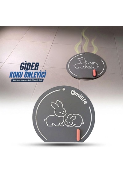 Tavşan Desenli Gider Koku Önleyici Silikon Mat Böcek Ve Kötü Koku Engelleyici Lavabo Gider Kapağı