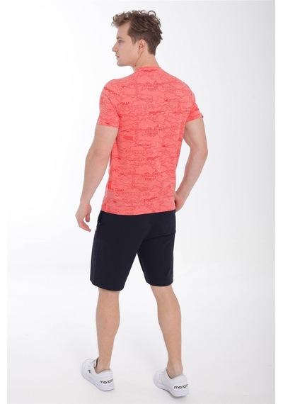 Maraton Sportswear Regular Erkek Bisiklet Yaka Kısa Kol Basic Kırmızı T-Shirt 20928-Kırmızı