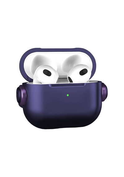 Airpods 3 Djpods Sert Malzemeli Kilitli Kapak Askı Aparatlı Airpods 3 Uyumlu Kılıf Mor - Mor