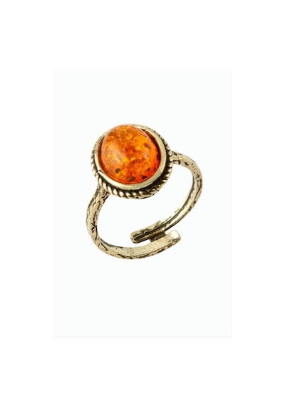 Oval - 593 - Doğaltaşlı Otantik - Nazblsmm - Yüzük Kehribar Bronz