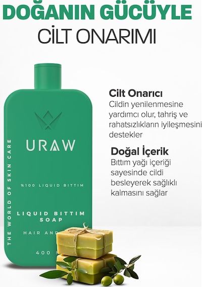 Uraw Saç Derisi Arındırıcı ve Kepek Karşıtı Sıvı Bıttım Sabunu 400 ML