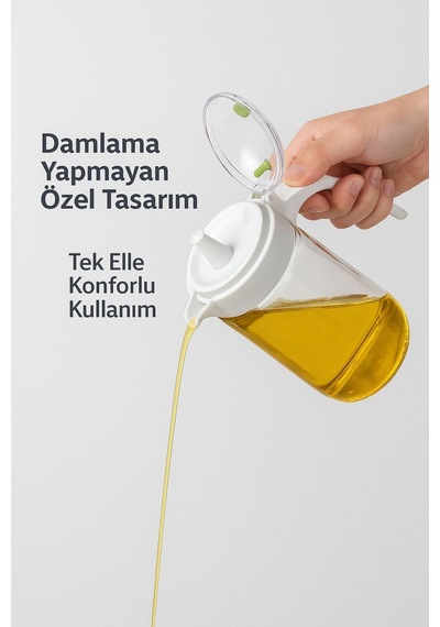 660 Ml Şeffaf Cam Yağdanlık Zeytinyağı, Sirke, Nar Ekşisi İçin İdeal Beyaz Diğer