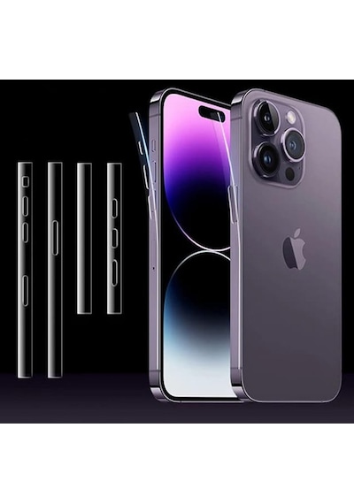Ally Apple Uyumlu iPhone  15 Pro Hidrojel Hayalet Yan Alt Üst Kaplama Koruyucu