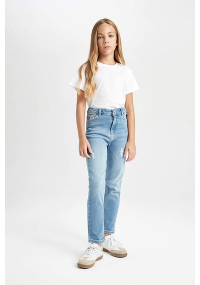 Defacto Kız Çocuk Skinny Fit Yırtık Detaylı Dar Paça Cepli Jean Pantolon C9483A824AUNM28 Mavi Defacto Kız Çocuk Skinny Fit Yırtık Detaylı Dar Paça Cepli Jean Pantolon C9483A824AUNM28 Mavi
