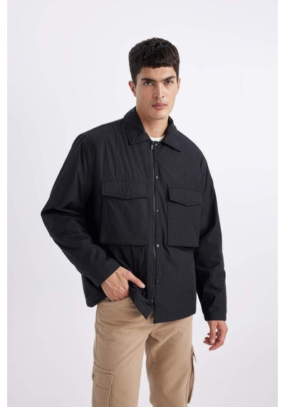 DeFacto Relax Fit Polo Yaka Gömlek Ceket B4941AX24SPBK81