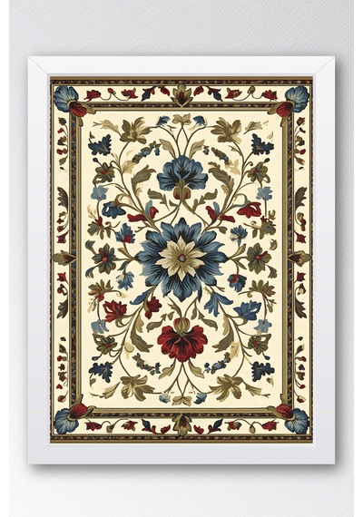 Premium Klasik Şükûfe Çiçek Motifli Çerçeveli Tablo - Lüks Ramazan Özel Seri Geleneksel Duvar Dekoru Beyaz Premium Klasik Şükûfe Çiçek Motifli Çerçeveli Tablo - Lüks Ramazan Özel Seri Geleneksel Duvar Dekoru Beyaz
