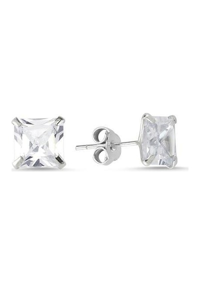 Brezza Lusso Jewelry 925 Ayar 6mm Kare Form Zirkon Tektaş Küpe