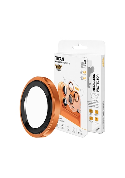 Buff İphone 17 Pro / 17 Pro Max Titan Metal Kamera Lens Koruyucu Orange Turuncu
