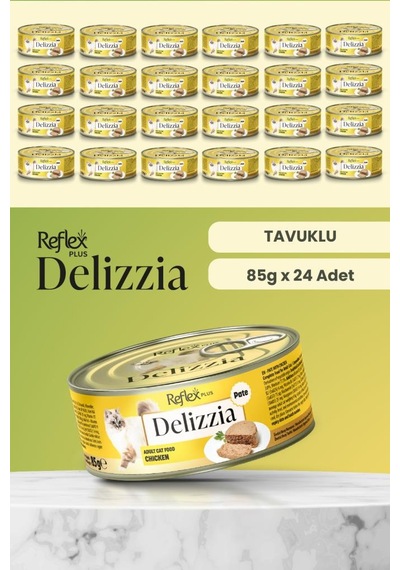 Reflex Plus Delizzia / Kıyılmış Tavuklu Yetişkin Kedi Maması 85g X 24 Adet