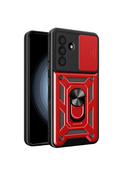 Samsung Uyumlu Galaxy A37 5g Uyumlu Pars Lens Yüzüklü Silikon - Kırmızı