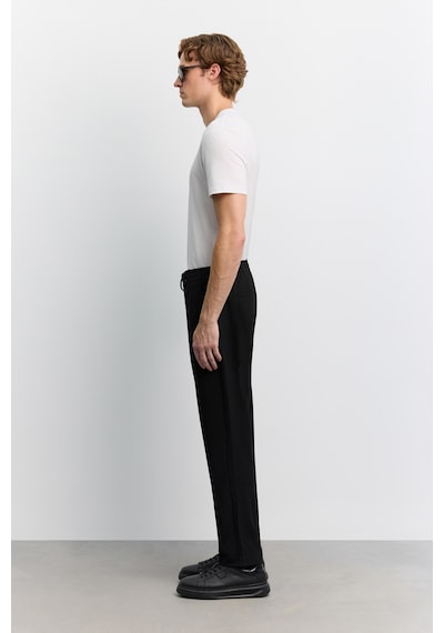 Avva Erkek Siyah Beli Lastikli Bağcıklı Kolay Ütülenen Relaxed Fit Jogger Pantolon A62y3041