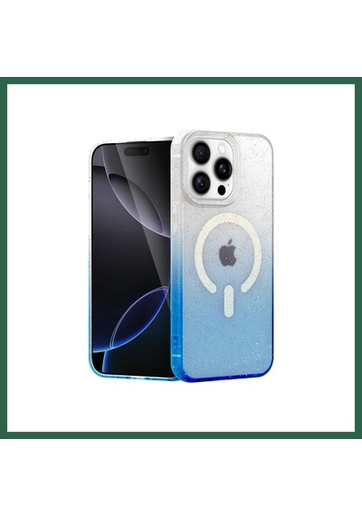 Bezos İphone 15 Pro Uyumlu Pummel Shiny Magsafe Kapak - Mavi Bzs01