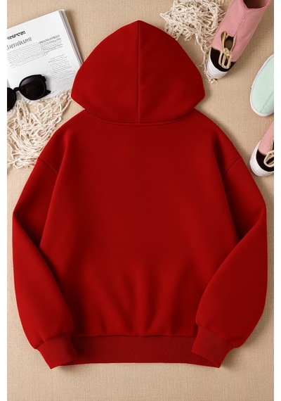 Uyguntarz Unisex Thousand Baskılı Oversize Sweatshirt Kırmızı