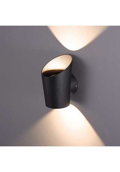 Forlife Fl-1710 2x3w Led Duvar Apliği 3200k Günışığı Petunya Metal Bahçe Duvar Lambası Ip64 Dış Mekan Siyah
