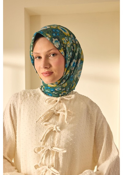 Silk Home Soft Eşarp 73090-37 Koyu Yeşil, Yeşil, Saks, Sarı, Turkuaz