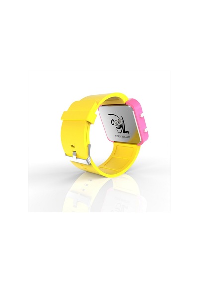 Cool Watch Saat - Pembe Led Kasa - Sarı Kayış Unisex