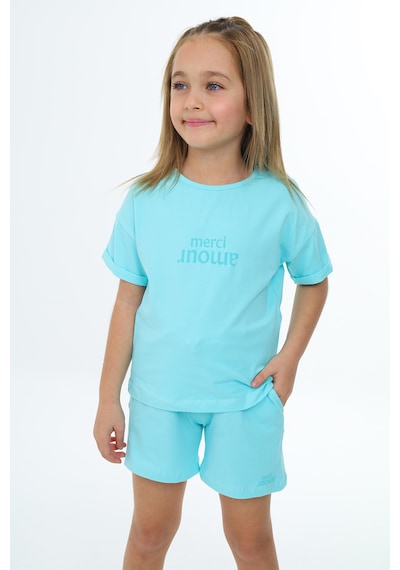 Toontoy Kids Toontoy Kız Çocuk Baskılı Şortlu Takım Mint Yeşili