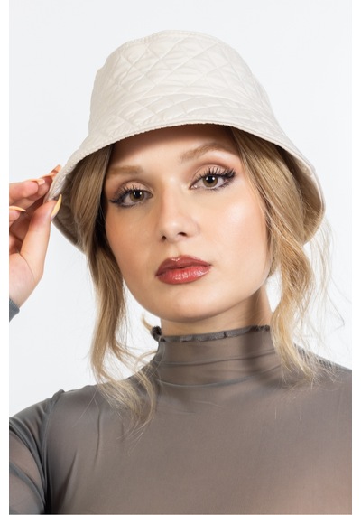 Ladycolor Kışlık Kapitone Bucket Balıkçı Şapka Krem Krem