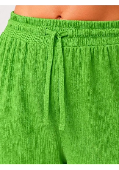 Freedom Store Kadın Battal Beden Bürümcük Kumaş Beli Lastikli Bağcıklı Bol Paça Palazzo Pantolon - Yeşil Freedom Store Kadın Battal Beden Bürümcük Kumaş Beli Lastikli Bağcıklı Bol Paça Palazzo Pantolon - Yeşil