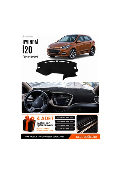Hyundai İ20 2014-2020 Uyumlu Torpido Koruma, Torpido Örtüsü, Torpido Kılıfı - Siyah Gri
