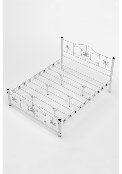 Argimo Pero Çift Kişilik Ferforje Metal Beyaz Karyola 150x200