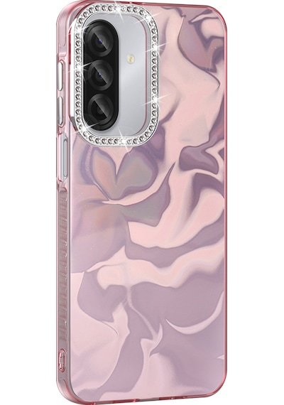 Samsung Uyumlu Galaxy A57 Kılıf Airbagli Parlak Taş Detay Tasarımlı Esila Kılıf Pembe
